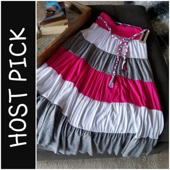 Elegance Dresses & Skirts - Pink Maxi Colorblock Tiered Skirt from Italy NWT